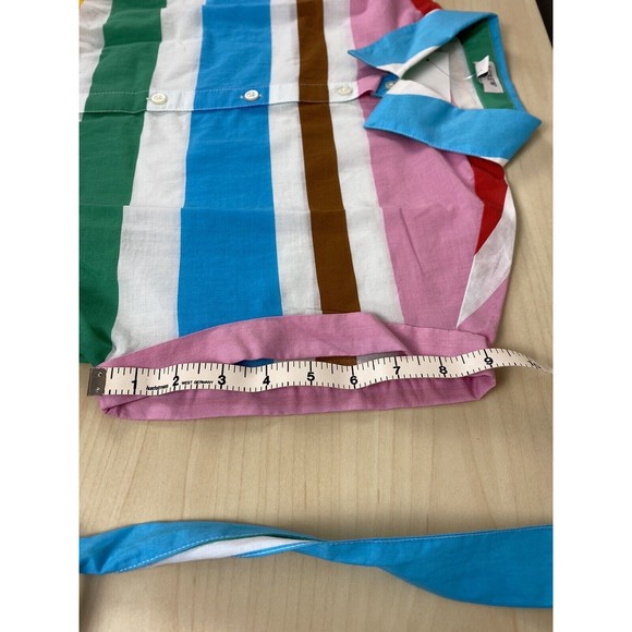 J.Crew Maxi Collared Shirt Dress Women Size 4 Turquoise White Stripe Midi Cotton - Picture 5 of 12